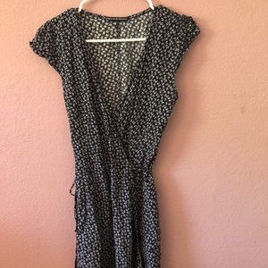 Blue and White Floral Brandy Melville Wrap Dress